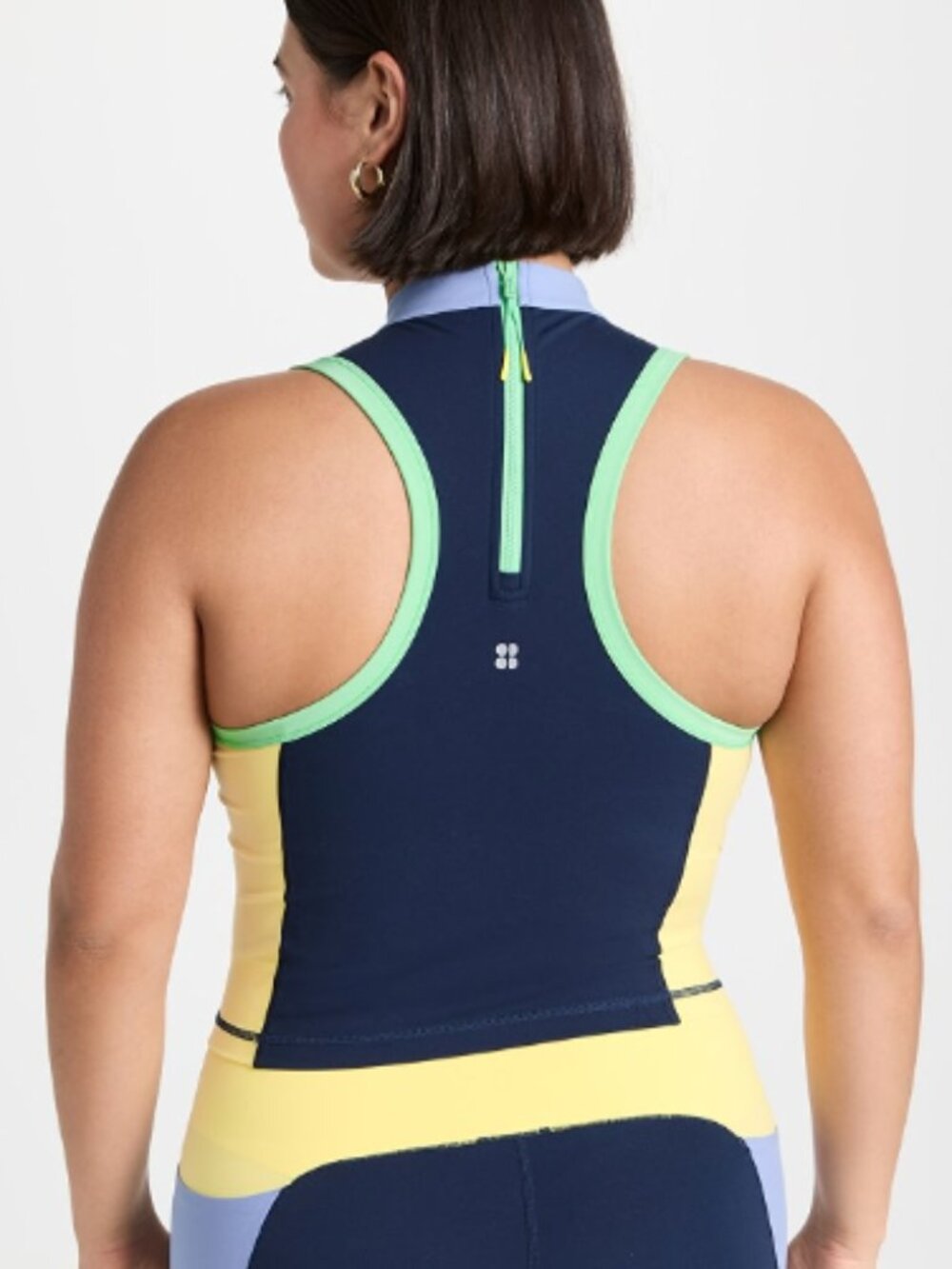 Sweaty Betty Power Zip Back Workout Tank Top Blue Gym Workout Yoga Size 10 Large